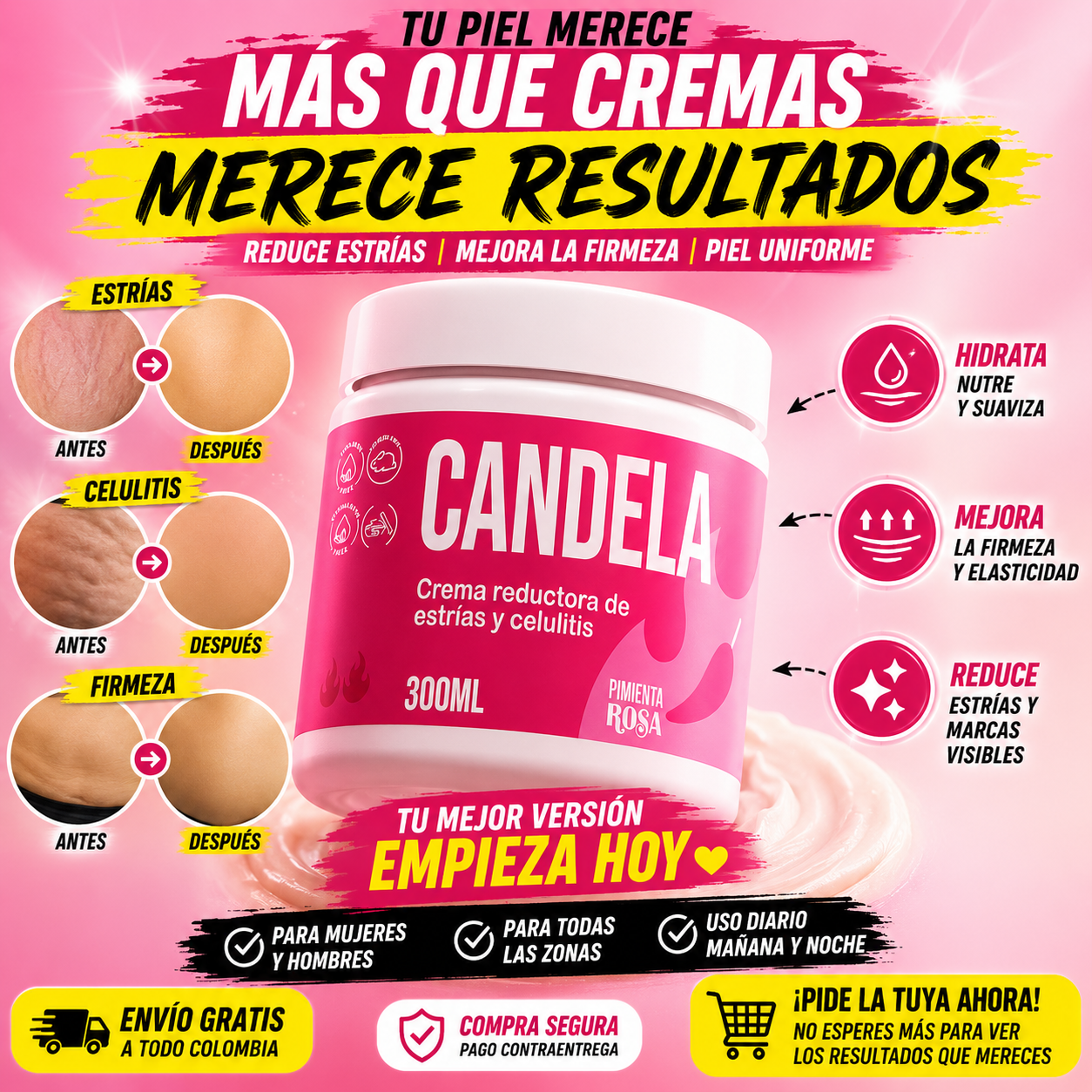 CANDELA: Reduce visiblemente estrías y celulitis