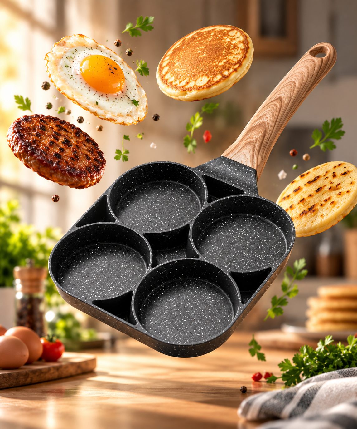 Sarten 4 Compartimientos: El sartén que simplifica tus desayunos