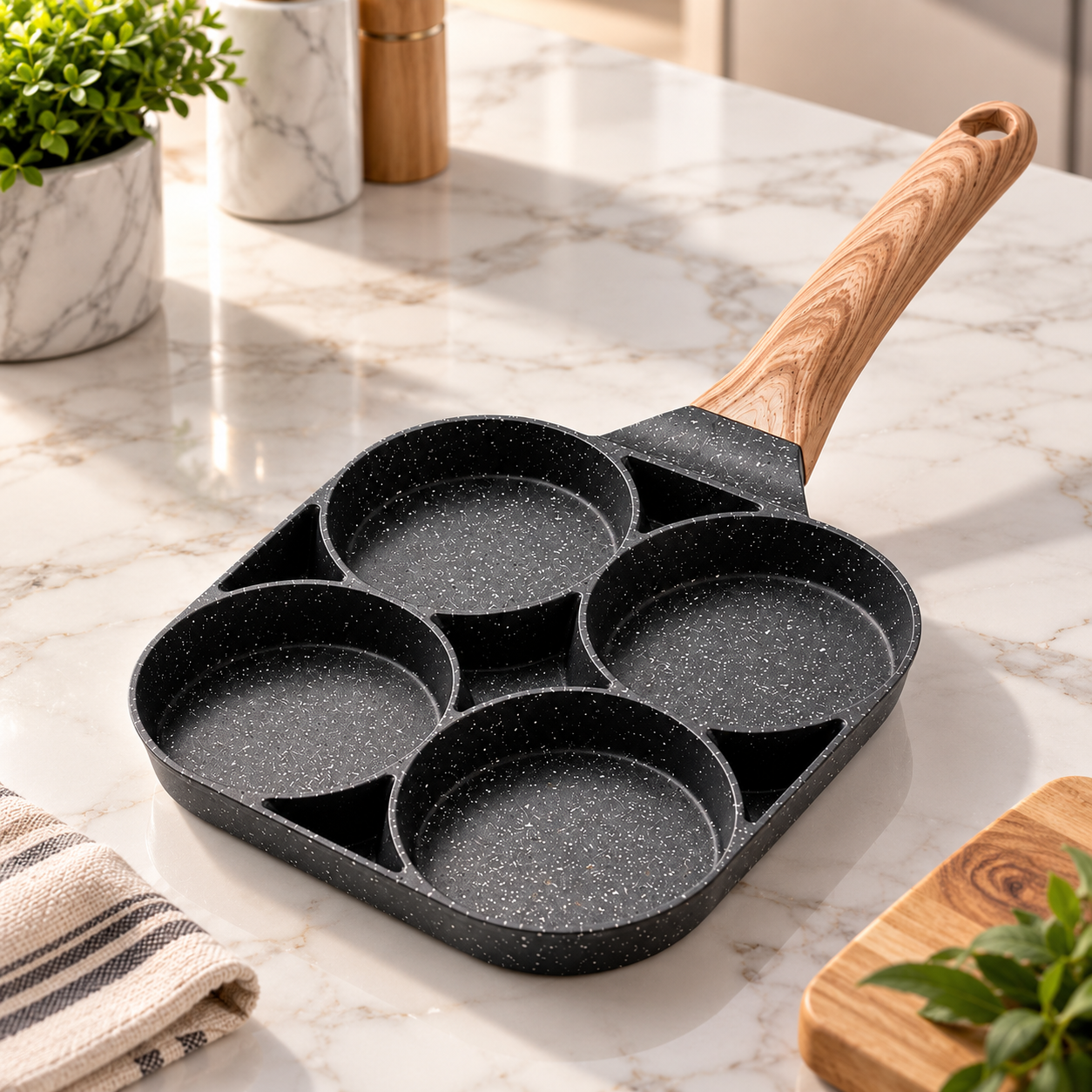 Sarten 4 Compartimientos: El sartén que simplifica tus desayunos